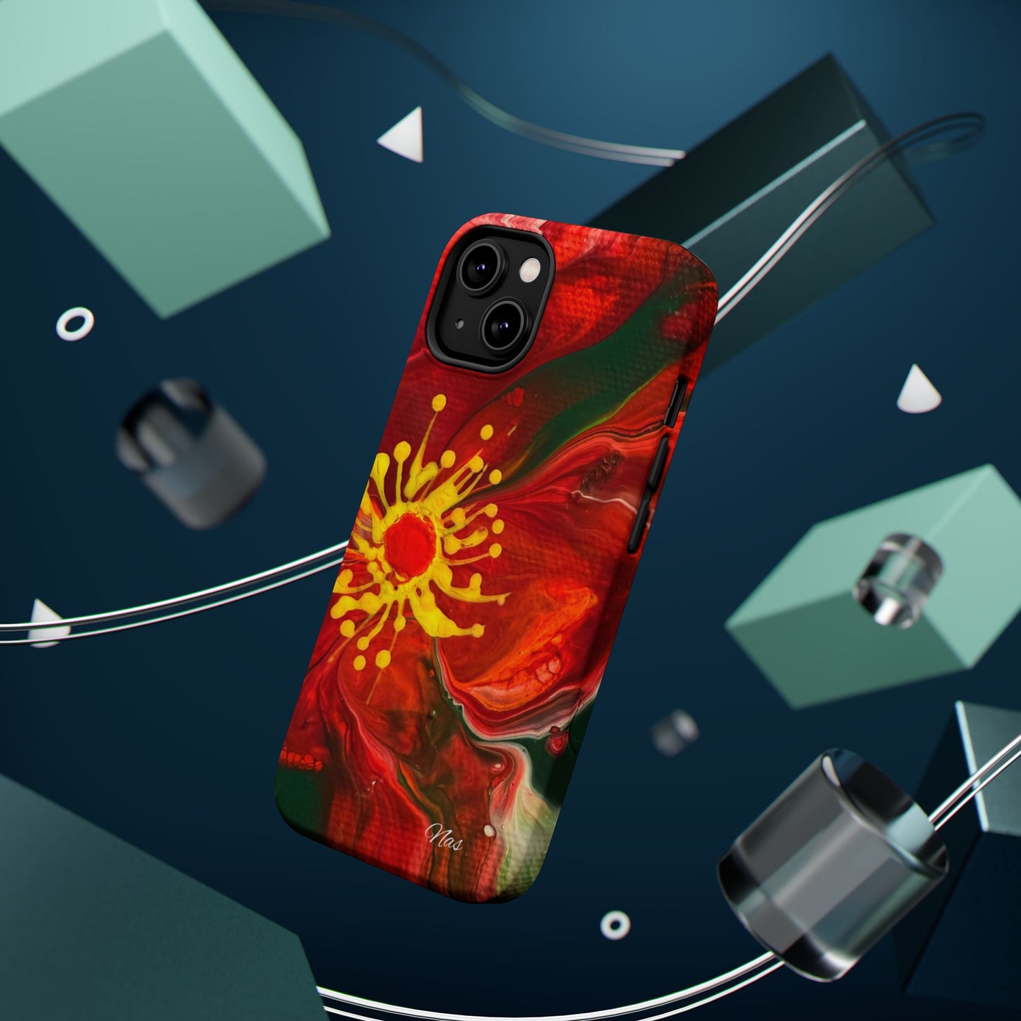 Vibrant Floral Phone Case -Original Art Design By Nadine A.S. , Gift for Her, Spring Accessory, Floral Lover, Mother's Day