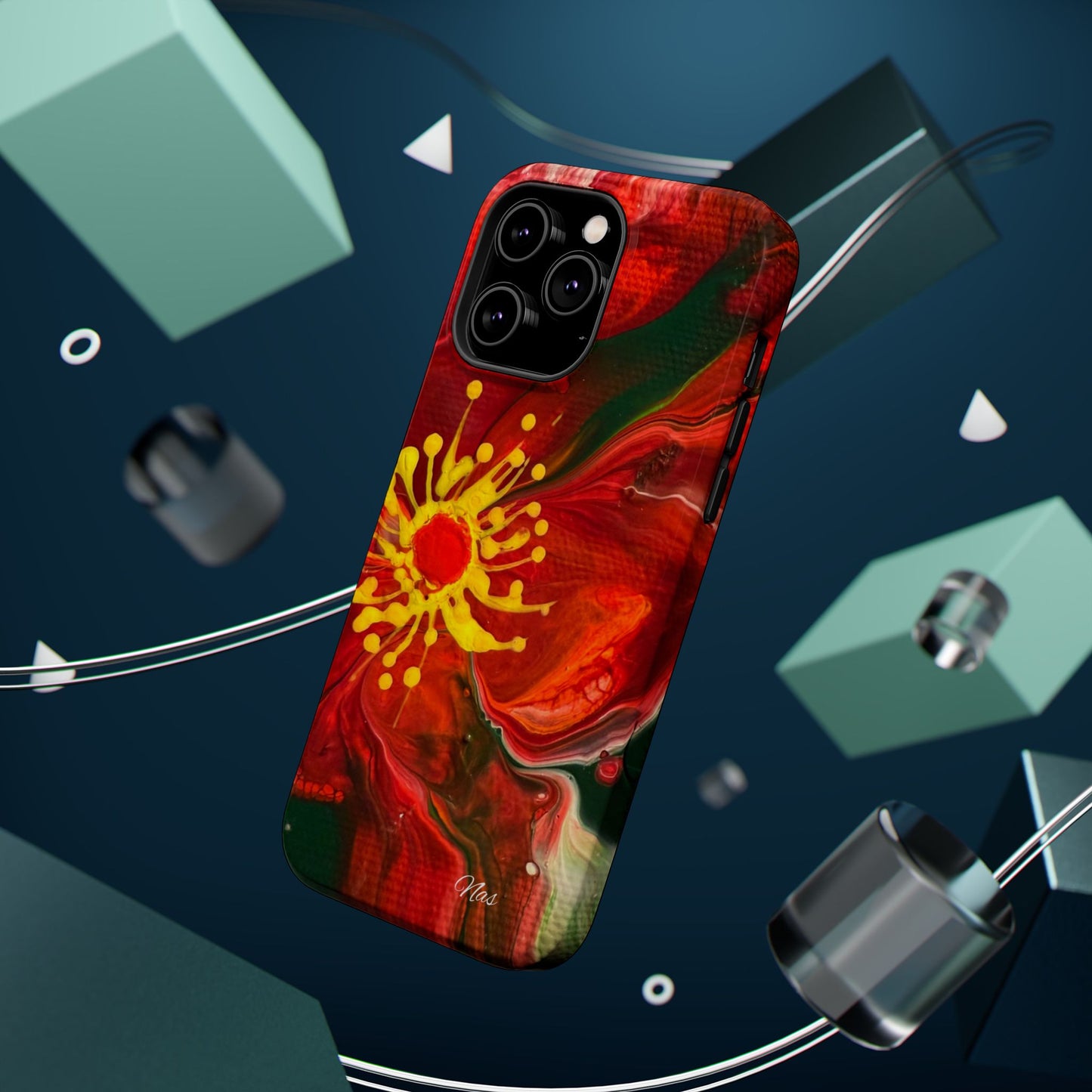 Vibrant Floral Phone Case -Original Art Design By Nadine A.S. , Gift for Her, Spring Accessory, Floral Lover, Mother's Day