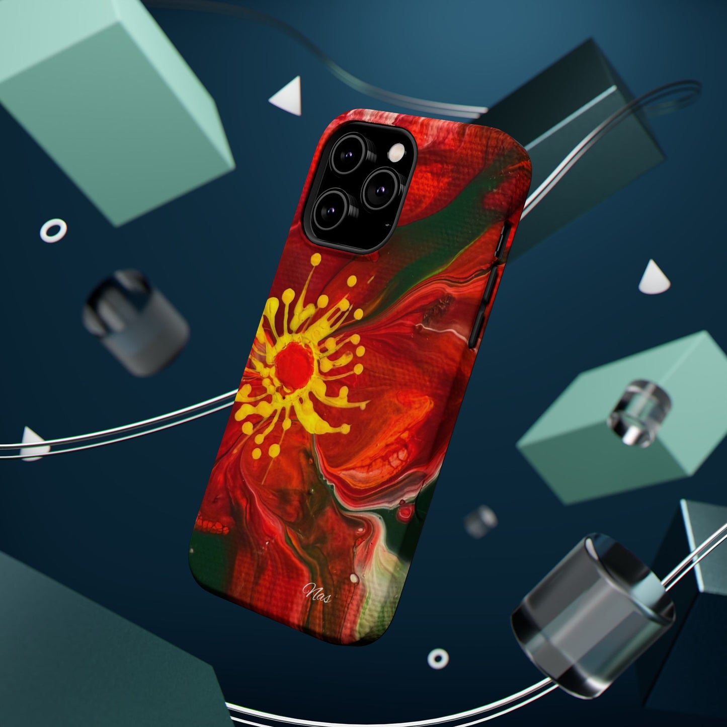 Vibrant Floral Phone Case -Original Art Design By Nadine A.S. , Gift for Her, Spring Accessory, Floral Lover, Mother's Day