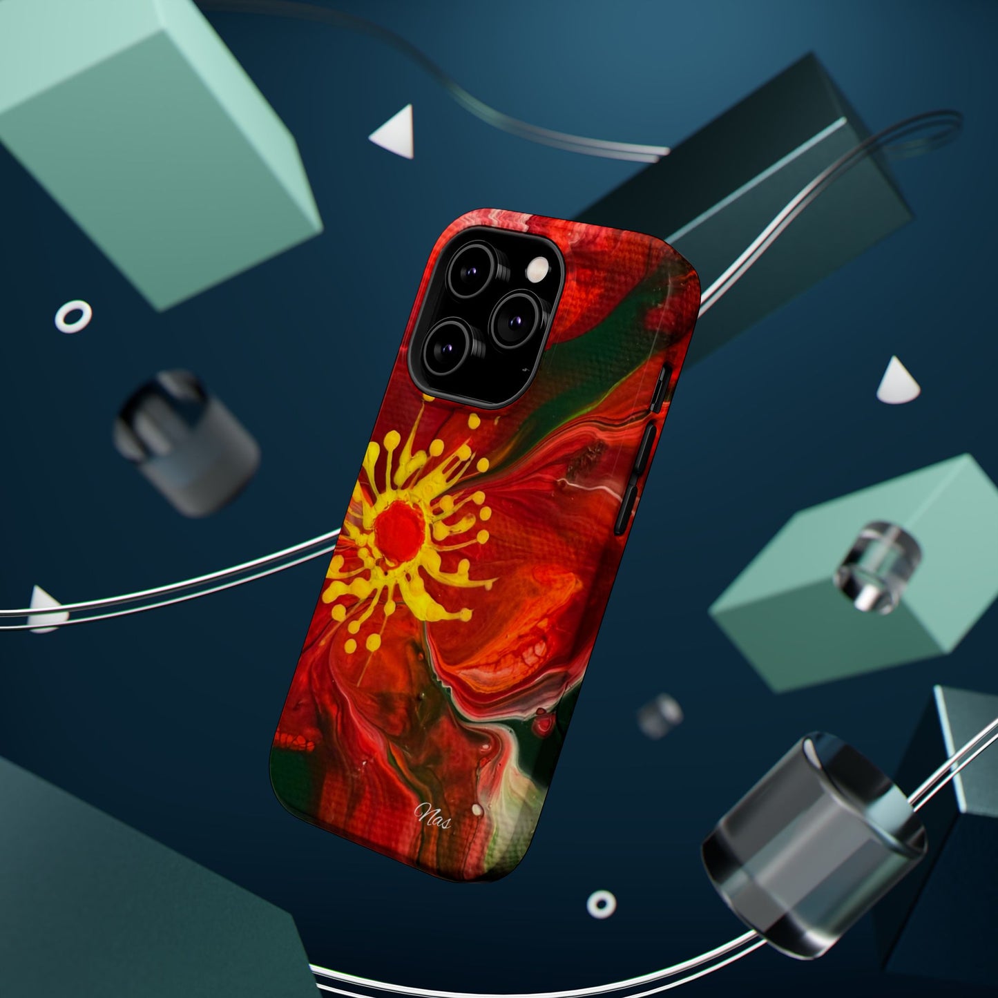 Vibrant Floral Phone Case -Original Art Design By Nadine A.S. , Gift for Her, Spring Accessory, Floral Lover, Mother's Day