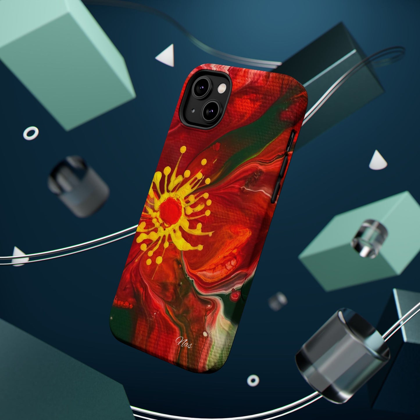 Vibrant Floral Phone Case -Original Art Design By Nadine A.S. , Gift for Her, Spring Accessory, Floral Lover, Mother's Day