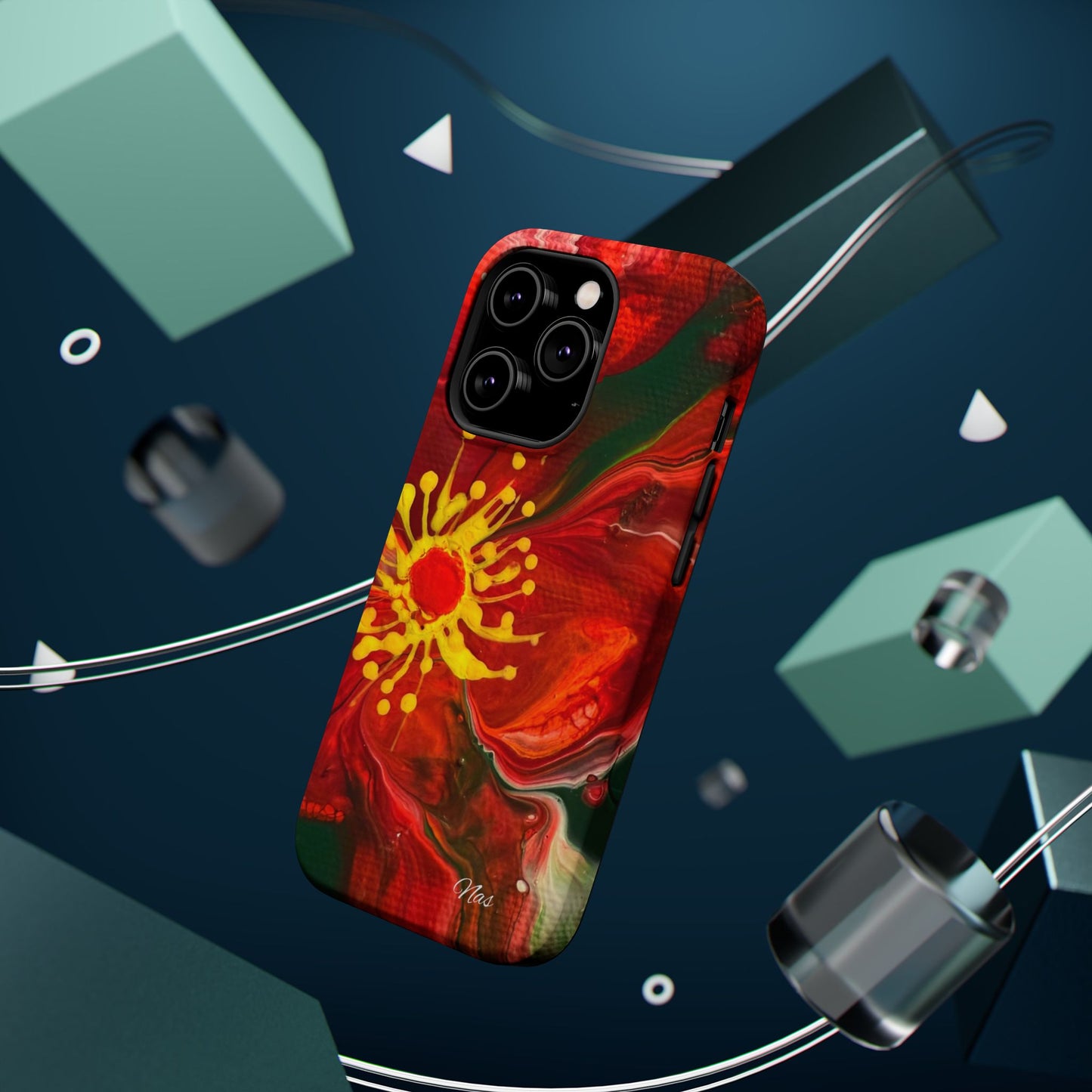 Vibrant Floral Phone Case -Original Art Design By Nadine A.S. , Gift for Her, Spring Accessory, Floral Lover, Mother's Day